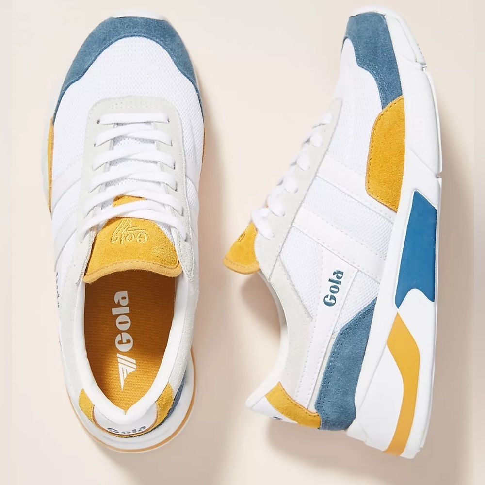Anthropologie Women’s Gola White/Mustard Yellow Eclipse Sneakers Size 7 US